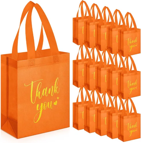 Miniatura 13 de Sweetude 30 Bolsas de Regalo de Agradecimiento con Asas a Granel Bolsa de Dulces Reutilizable No Tejida Plegable Bolso de Mano para Regalos