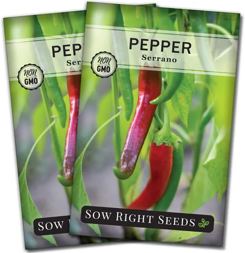 Miniatura 7 de Sow Right Seeds - Semilla de pimiento picante serrano para plantar - Instrucciones de paquete de reliquia sin OMG para plantar un huerto en el hogar