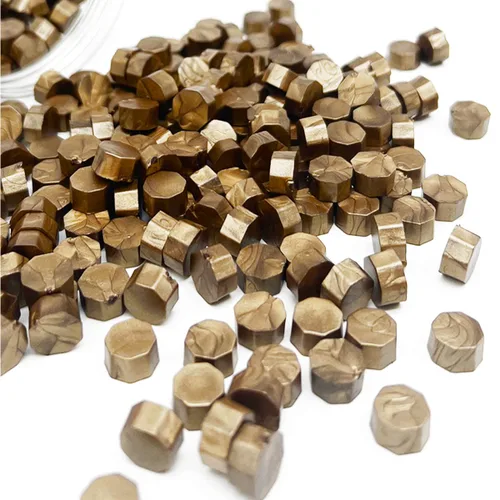 Miniatura 2 de Cuentas de cera de sellado, 200 cuentas de sello de cera octagonal a granel para invitaciones de boda, regalo de Navidad, envoltura de tarjetas, Oro