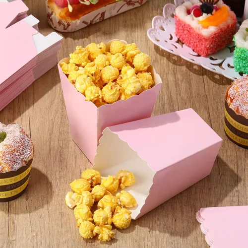 Miniatura 6 de Zopeal - Juego de 200 mini cajas de palomitas de maíz y bolsa transparente, bolsas de palomitas de maíz a granel, recipientes de papel abiertos