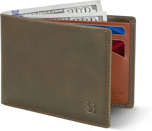 SERMAN BRANDS Billetera delgada y plegable para hombre con bloqueo RFID minimalista de bolsillo frontal para hombre delgada y elegante