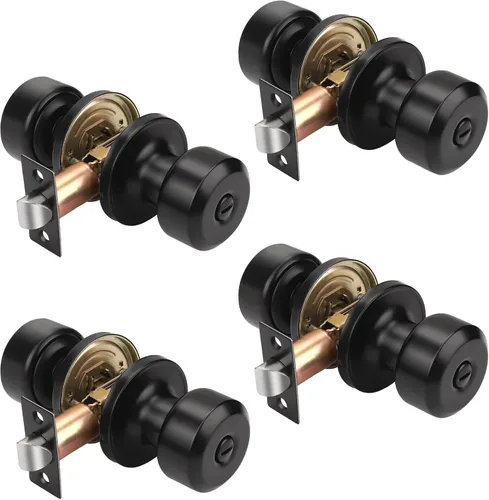 Miniatura 66 de KNOBWELL Paquete de 4 pomos de puerta cuadrados modernos para paso, pomos de puerta interiores, manija de puerta de pasillo y armario, color negro