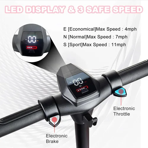 Miniatura 2 de Patinete eléctrico para niños de 6 a 12 años, motor de 150 W, 4/7/11 mph, tiempo de conducción de 60 minutos, velocidad ajustable, pantalla LED