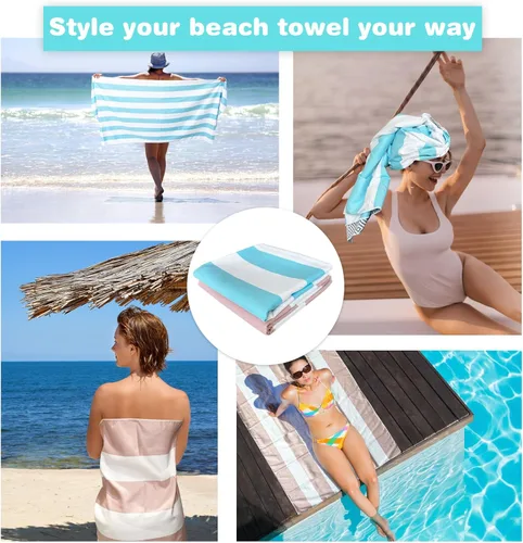 Miniatura 7 de PY SUPER MODE Paquete de 2 toallas de playa de microfibra de secado rápido de 75 x 35 pulgadas, toallas de baño de gran tamaño, ligeras, suaves
