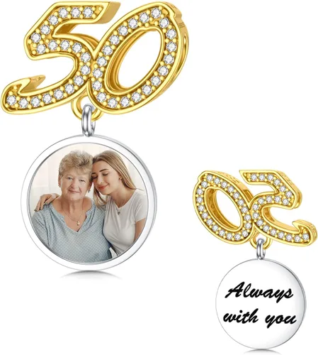 PLATYCO Dije de foto con números 304050 de plata de ley 925 con circonita cúbica, dije de número de foto personalizado para pulseras, collares,