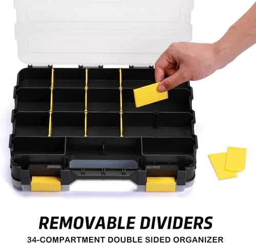 Miniatura 4 de Organizador de herramientas de doble cara con polímero resistente a los impactos, almacenamiento de caja de hardware, excelente para tornillos