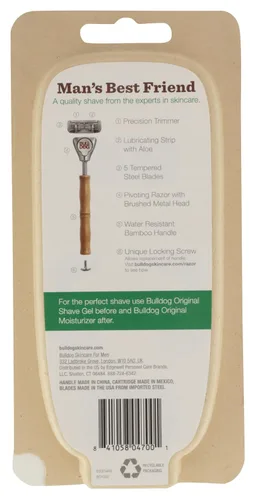Miniatura 2 de Bulldog Maquinillas de afeitar de bambú originales para hombre con mango de bambú natural y 2 recambios de maquinilla de afeitar para hombre