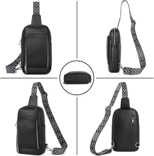 Miniatura 7 de CLUCI Bolso bandolera para mujer, bolso cruzado de cuero para mujer, a la moda, riñonera para hombres y mujeres, mochila grande para el pecho