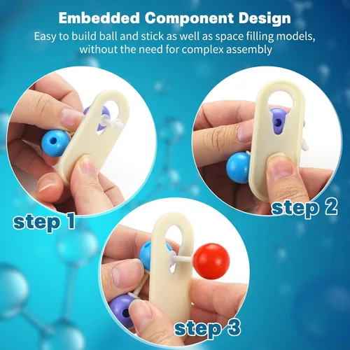 Miniatura 6 de Kit de modelo de química de 135 piezas, kits de modelo molecular portátil para clases de química, kit de modelado Orgo para estudiantes