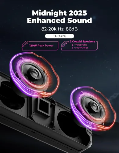 Miniatura 2 de KEMIMOTO Barra de sonido UTV Midnight 40 2025 de 16 pulgadas, barra de sonido para carrito de golf resistente al agua IP65, altavoz ATV Bluetooth