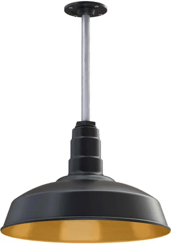Miniatura 10 de Steel Lighting Co. Carson Barn Light Colgante montado en el techo Cúpula de 16 pulgadas Cable negro Luz de acero de estilo industrial