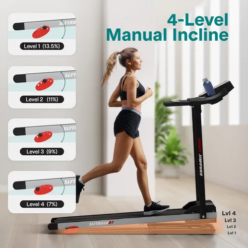 Miniatura 6 de SereneLife Treadmill with Incline & Handle Bars Compact Portable Walking Pad & Treadmill for Home/Apartment Wide Running Belt 40" x 16" Gris