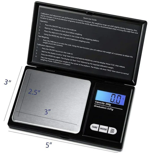 Miniatura 4 de Báscula digital de bolsillo LCD de 7.05 oz x 0.00 oz, báscula de peso de precisión de gramo de oro, báscula de alimentos, báscula de cocina