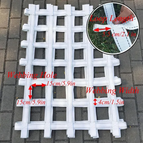 Miniatura 2 de Red de carga de escalada blanca, red ninja, juego de columpio resistente de poliéster para gimnasios de selva, entrenamiento de obstáculos, redes