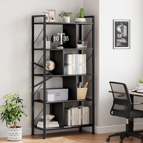 Miniatura 3 de IDEALHOUSE Estantería de 5 niveles con almacenamiento, estante industrial de 61 pulgadas de alto con estantes de exhibición abierta, estantería de 5
