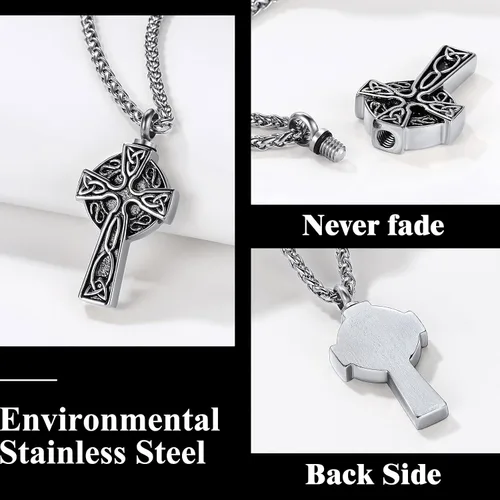 Miniatura 10 de Richsteel Collar de urna para cenizas, joyería de cremación, colgante de recuerdo conmemorativo con cadena