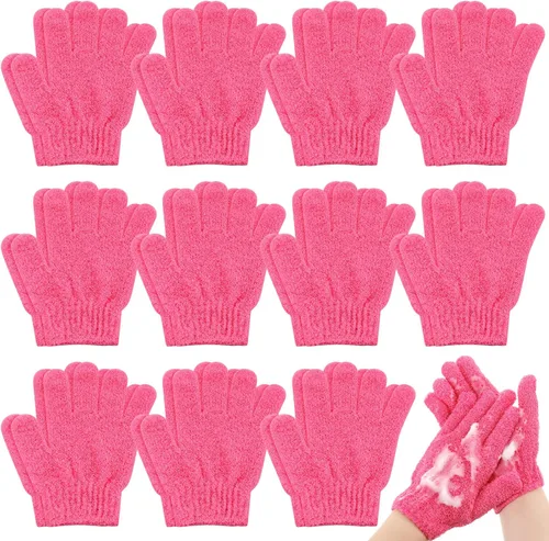 Miniatura 7 de Ramede Paquete de 30 pares de guantes exfoliantes de doble cara de nailon coloridos para ducha para hombres y mujeres, spa de belleza, masaje