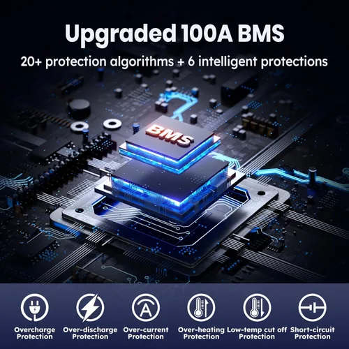 Miniatura 8 de Timeusb Batería marina LiFePO4 de 12 V 100 Ah TM con protección a baja temperatura, BMS de 100 A, más de 15000 ciclos, batería de fosfato de hierro