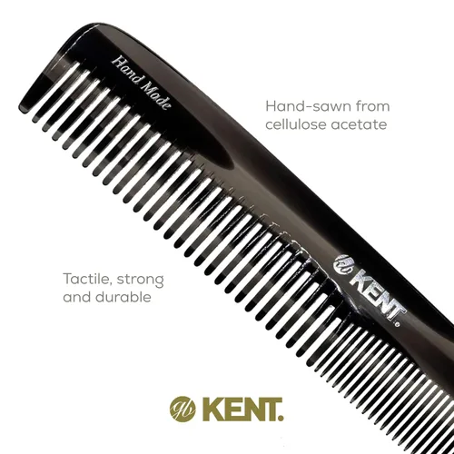 Miniatura 5 de Kent 9T - Peine desenredante de dientes finos de grafito negro y dientes anchos, peine grande hecho a mano para cabello húmedo y aseo duradero