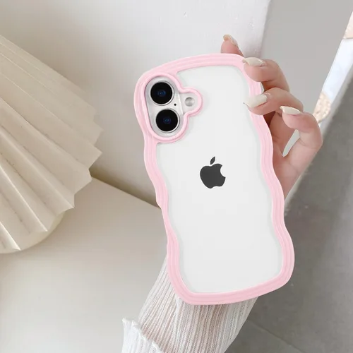 Miniatura 24 de QLTYPRI Funda compatible con iPhone 7/8/SE, bonita funda transparente con marco ondulado rizado para niñas y mujeres, funda protectora de TPU