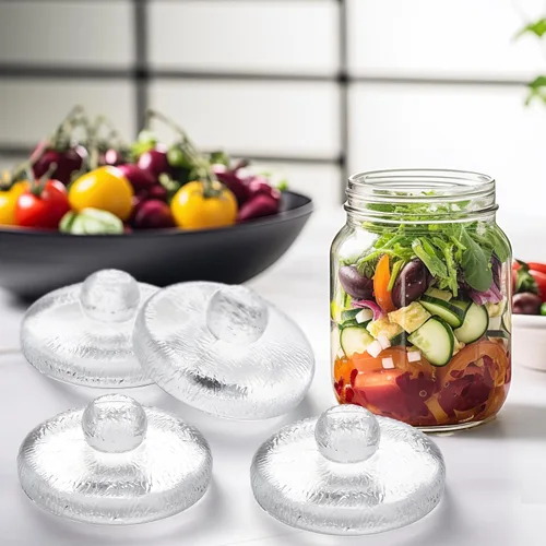 Miniatura 5 de Tioncy Paquete de 4 pesos de fermentación de vidrio pesado (más de 3.86 pulgadas) con mango ranurado para tarros de masón grandes de boca ancha