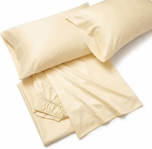 Miniatura 16 de Peru Pima Juego de sábanas de satén de 800 hilos, 100 % algodón peruano Pima, 3 piezas (plano, ajustado, 1 funda de almohada), refrescante, fresco