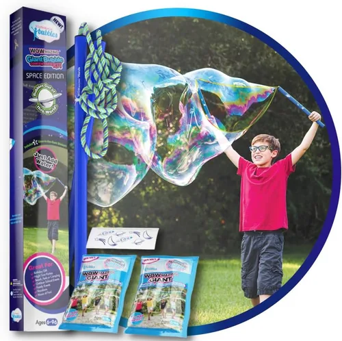Miniatura 13 de WOWmazing Kit Grab-N-Go: Incluye varita, concentrado de burbujas gigante, cubo y folleto de consejos y trucos Juguete al aire libre para niños