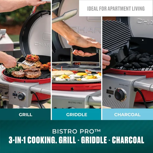 Miniatura 3 de Parrilla eléctrica y plancha Bistro Pro + modo carbón, negra - 25302145