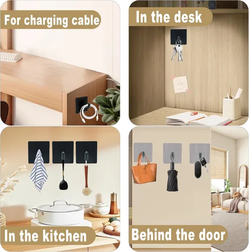 Miniatura 8 de Ganchos autoadhesivos, ganchos de pared de acero inoxidable resistentes, ganchos para toallas para colgar batas, duchas, abrigos y sombreros