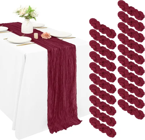 Miniatura 43 de 10 piezas de camino de mesa de estopilla en azul bebé 10 pies, camino de mesa de gasa para recepción de boda, despedida de soltera, fiesta