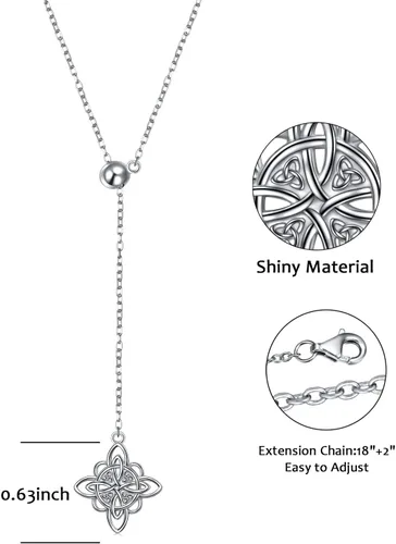 Miniatura 54 de FLYOW Collar con colgante de nudo celta de plata de ley 925 de buena suerte irlandés para mujer, regalo de cumpleaños y graduación