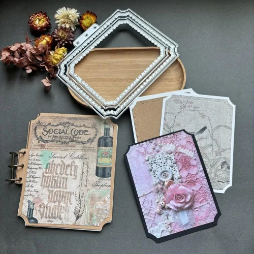 Miniatura 4 de Lapoo Troquel de corte geométrico para álbumes de recortes, duradero, troquel de corte de metal para álbum de recortes, álbum de fotos, tarjetas