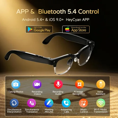 Miniatura 2 de Lentes inteligentes AI con cámara, video HD 4K de 8 MP y captura de fotos, traducción en tiempo real, gafas de grabación con asistente de IA, audio