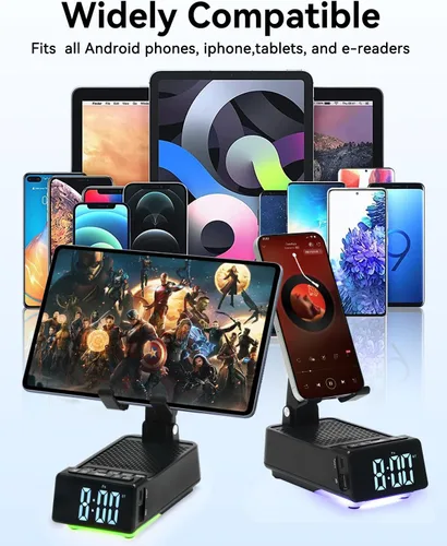 Miniatura 6 de Regalos del día del padre para papá, regalos de cumpleaños para hombres, soporte de teléfono 7 en 1, altavoz Bluetooth con reloj despertador