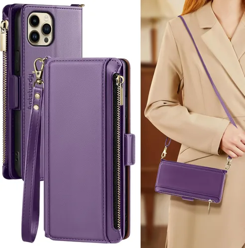 Miniatura 14 de Antsturdy Funda tipo cartera compatible con iPhone 11 Pro Max, funda de piel sintética con bloqueo RFID, funda para teléfono para mujeres y hombres