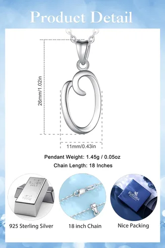 Miniatura 187 de EUDORA Collares de plata esterlina con inicial para mujer, regalos clásicos de 26 letras sin cuello para niñas, hermana, madre hija, cadena de 18