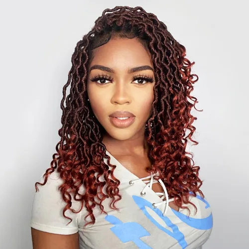Miniatura 22 de Karida Rastas de cabello sintético de ganchillo de 18 pulgadas, 8 paquetes de cabello de ganchillo preanudado de diosa, rastas sintéticas onduladas
