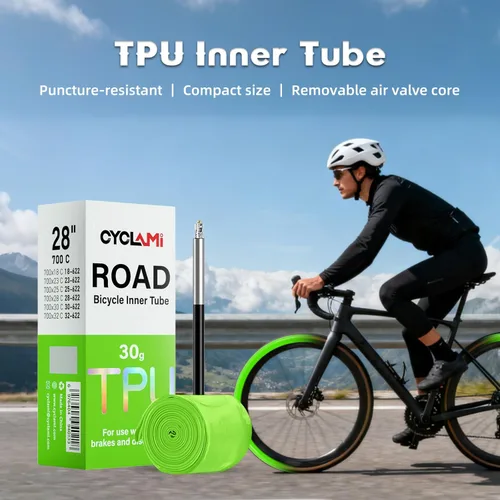 Miniatura 2 de 1/4-Pack CYCLAMI TPU Inner Tubes 700 x 18-32c 700c Inner Tubes Ultralight 30g Bike Tube with 45mm/65mm/85mm Presta Valve for Road Bike Tubes(Include