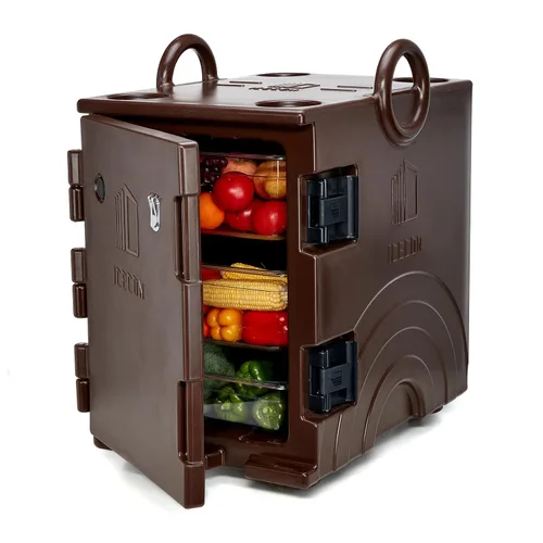 Miniatura 9 de ICECON Contenedor aislado de carga frontal, caja caliente de 95 cuartos de galón para catering, calentador de alimentos para 6 bandejas