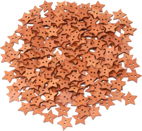 Honbay 200 botones de madera con forma de estrella, 2 agujeros, color marrón antiguo, botones decorativos para faldas, guantes, suéteres, camisas,