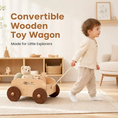 Miniatura 7 de Woodtoe Andador de madera para bebés, caminante de empuje para bebés de velocidad ajustable, juguetes Montessori para bebés que aprenden a caminar