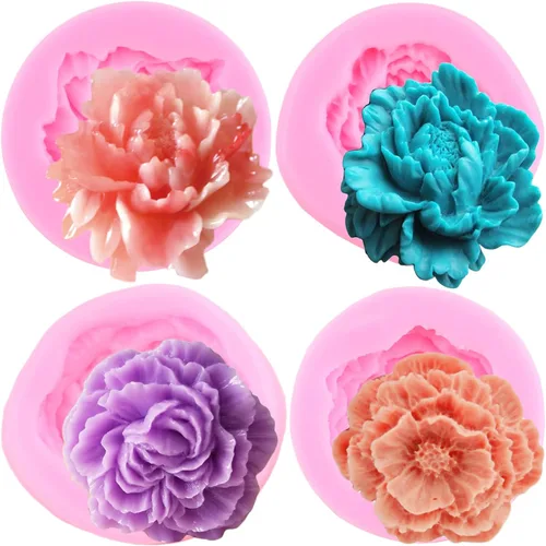 Molde de silicona para fondant de flores de peonía para decoración de tartas de chocolate, caramelo, polimérico, vela, jabón, goma de mascar, juego