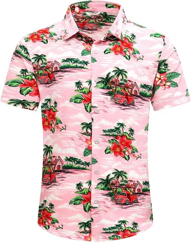 Miniatura 2 de SheLucki - Camisa hawaiana para hombre, unisex, casual, manga corta, con botones, estampada con sombra de palmeras, para el verano en la playa