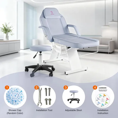 Miniatura 9 de Silla facial de masaje de 73 pulgadas, cama de masaje multiusos de 3 secciones, mesa de tatuaje profesional, equipo de spa para spa facial,
