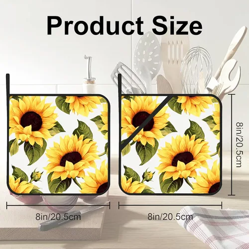 Miniatura 2 de Groovy - Juego de 2 soportes para ollas de girasol, resistentes al calor, para microondas, hornear, horno, platos finales y regalos de barbacoa
