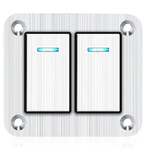 Miniatura 11 de Panel de interruptor basculante de aluminio de 2 vías, impermeable, precableado con retroiluminación azul, interruptor de palanca
