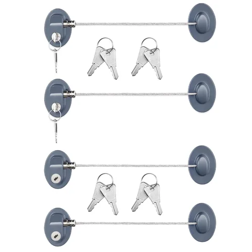 Miniatura 8 de Hotop Paquete de 4 cerraduras de gabinete con llaves, mini cerraduras de refrigerador para niños pequeños, autoadhesivas, a prueba de niños y bebés
