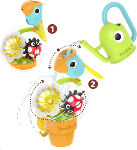 Miniatura 3 de Yookidoo Juguete de Baño con Regadera para Bebé (Edades 1-3) - Mariposa Giratoria y Pájaro Inclinable con 3 Piezas en Movimiento (Sin Moho) - Se