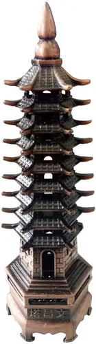 Miniatura 6 de Torre Wenchang de aleación de 10 pulgadas, pagoda antigua de nueve niveles para educación, crecimiento profesional y empresarial/decoración