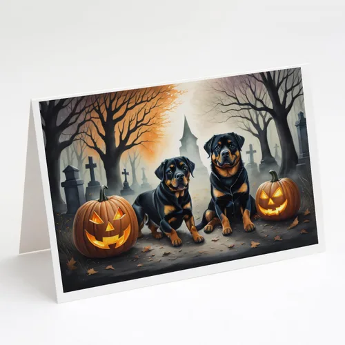 Miniatura 58 de Caroline's Treasures DAC2018GCA7P - Tarjetas de felicitación y sobres de Halloween espeluznantes de Border Collie, paquete de 8 tarjetas en blanco